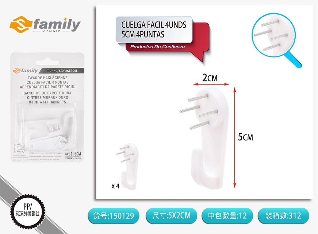 Clavos para colgar portafotos 4 piezas 5 cm - Accesorios para hogar