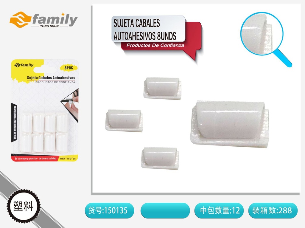 Sujeta cables autoadhesivos 8 unidades