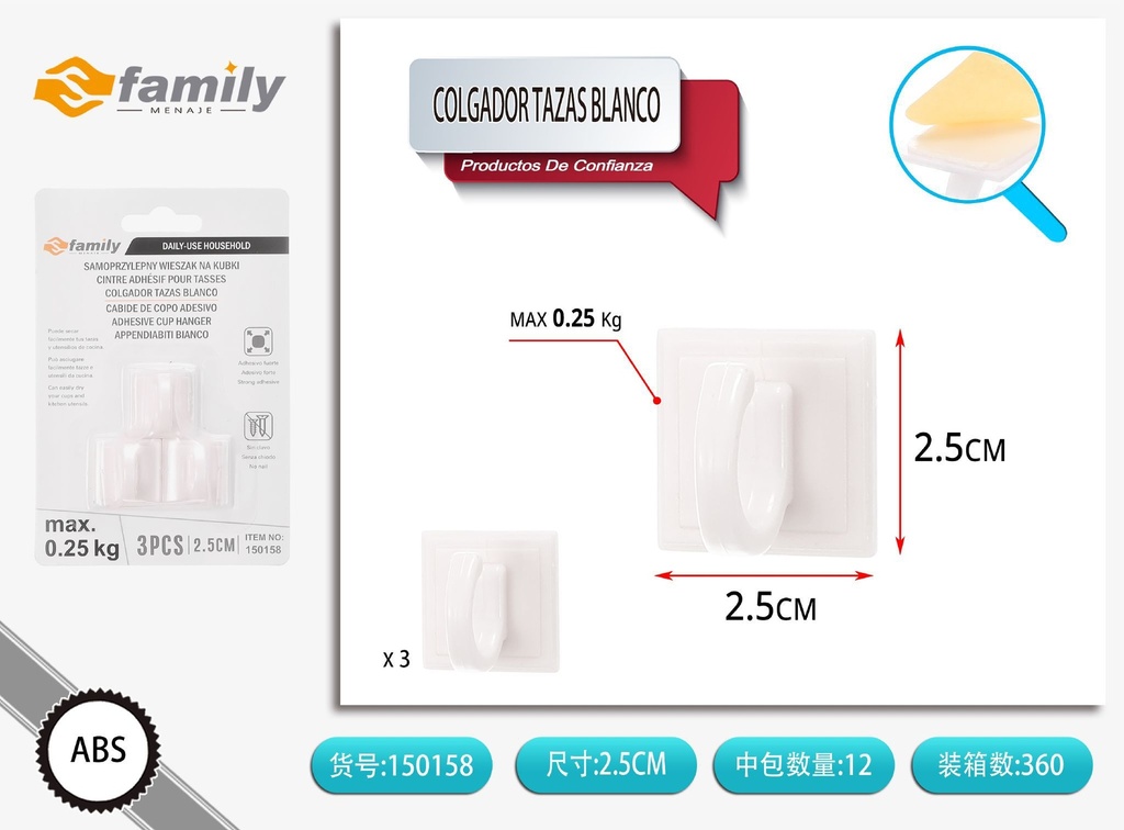 Colgador de tazas blanco 3PZ - Artículos de colgar