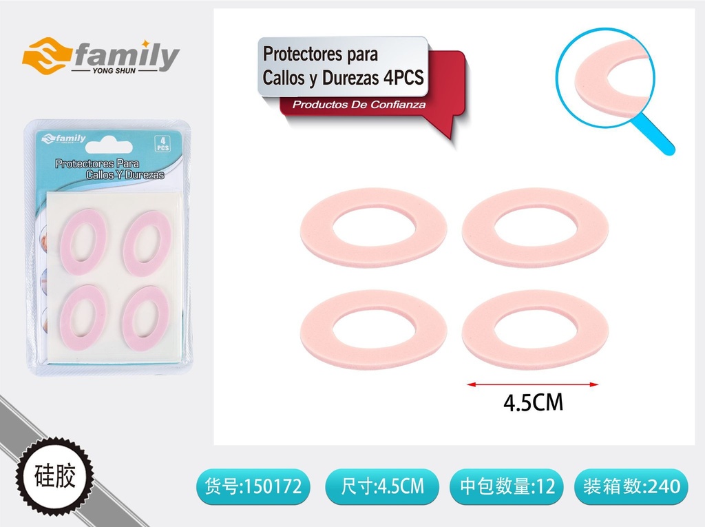 Protectores para Callos y Durezas Ovalados 4Pcs - Almohadillas para Pies