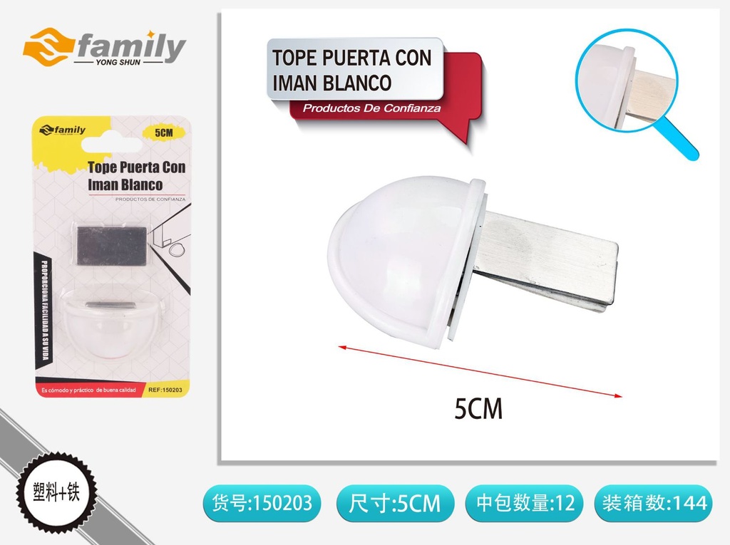 Tope de puerta con imán blanco para seguridad y hogar