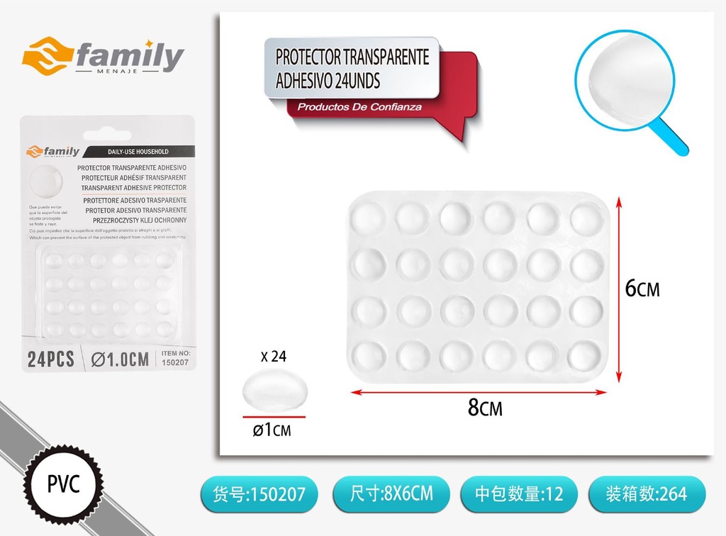 Protector transparente adhesivo 24 unidades para muebles