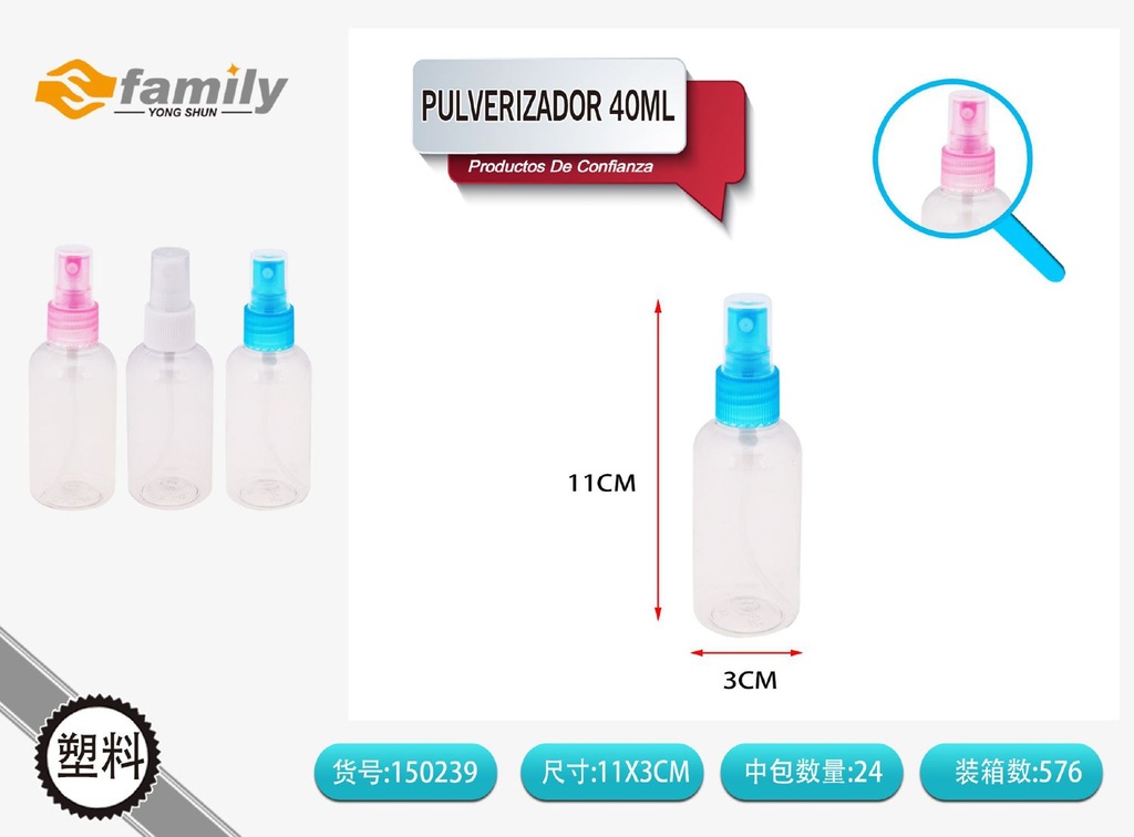 Pulverizador transparente 40ml