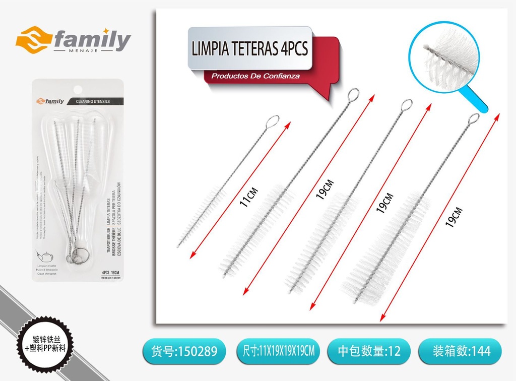 Limpia teteras 4pcs para limpieza de utensilios de cocina