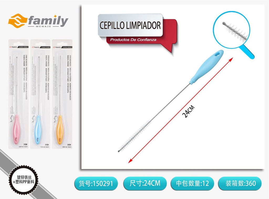 Cepillo limpiador para botellas y utensilios de cocina