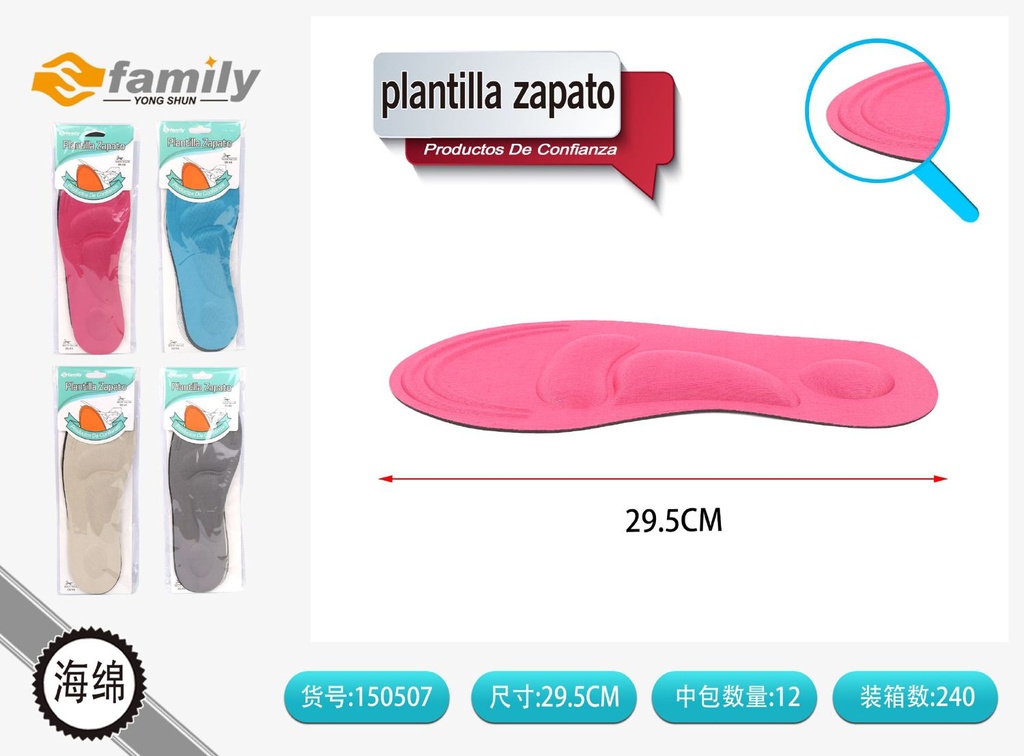 Plantilla de zapato de espuma para soporte del arco masculino