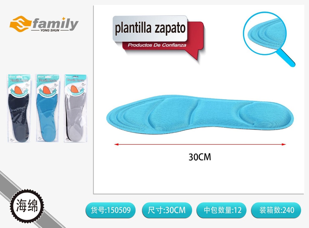 Plantilla de zapato tres secciones para hombre