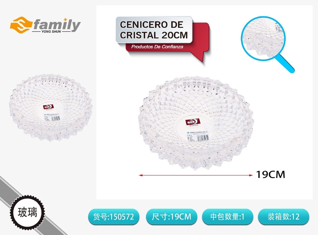 Cenicero de cristal 20 cm - Accesorios para fumar
