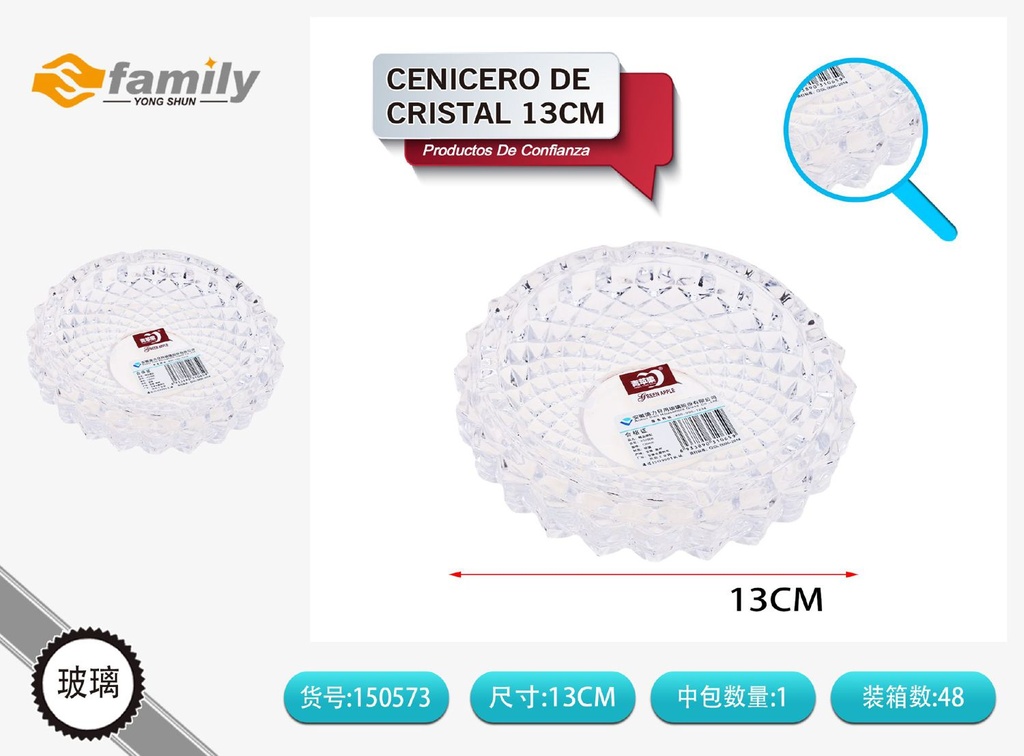 Cenicero de cristal redondo 13cm