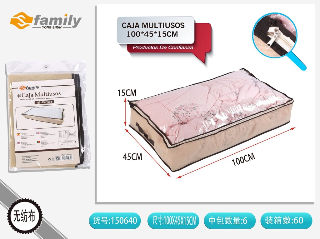 Caja multiusos 100x45x15cm organizador de tela no tejida