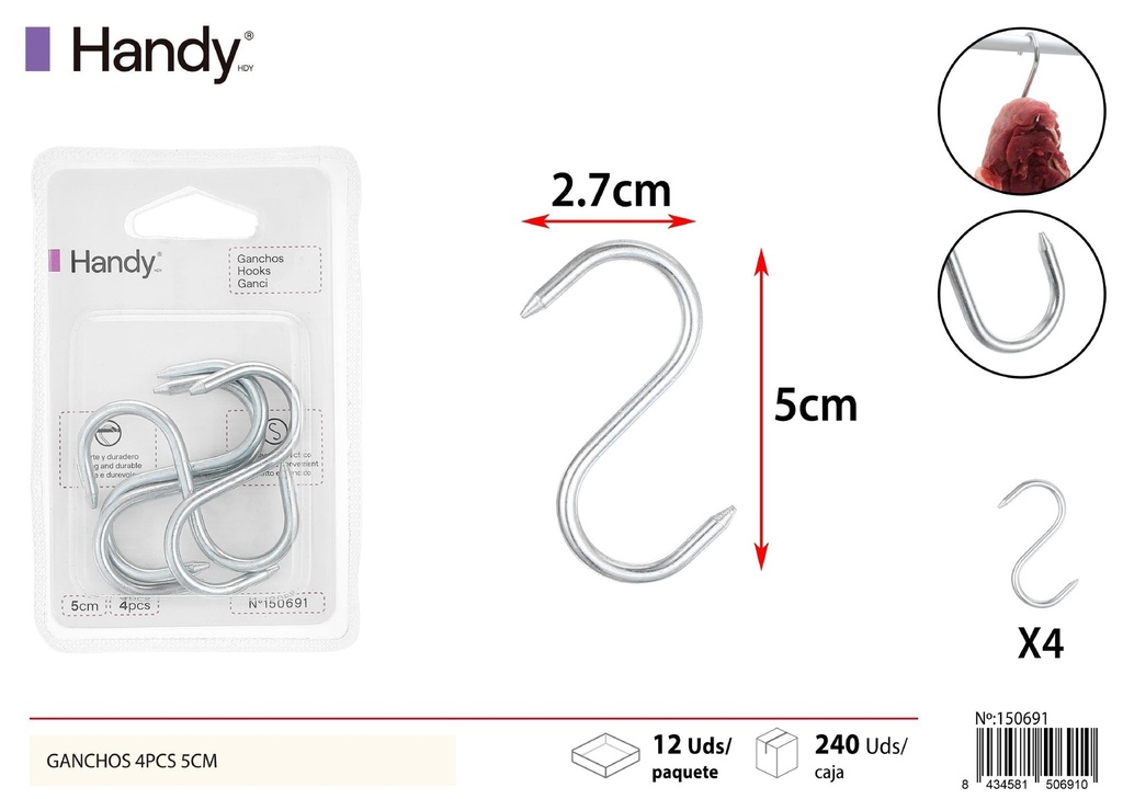 Ganchos para colgar 4 pcs 5 cm - Accesorios