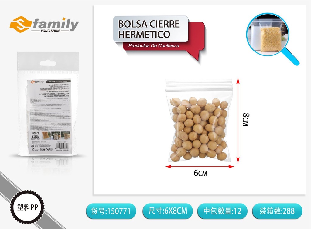 Bolsas de cierre hermético de 60*80 mm 50 pcs 8 micras - Bolsas de alimentos