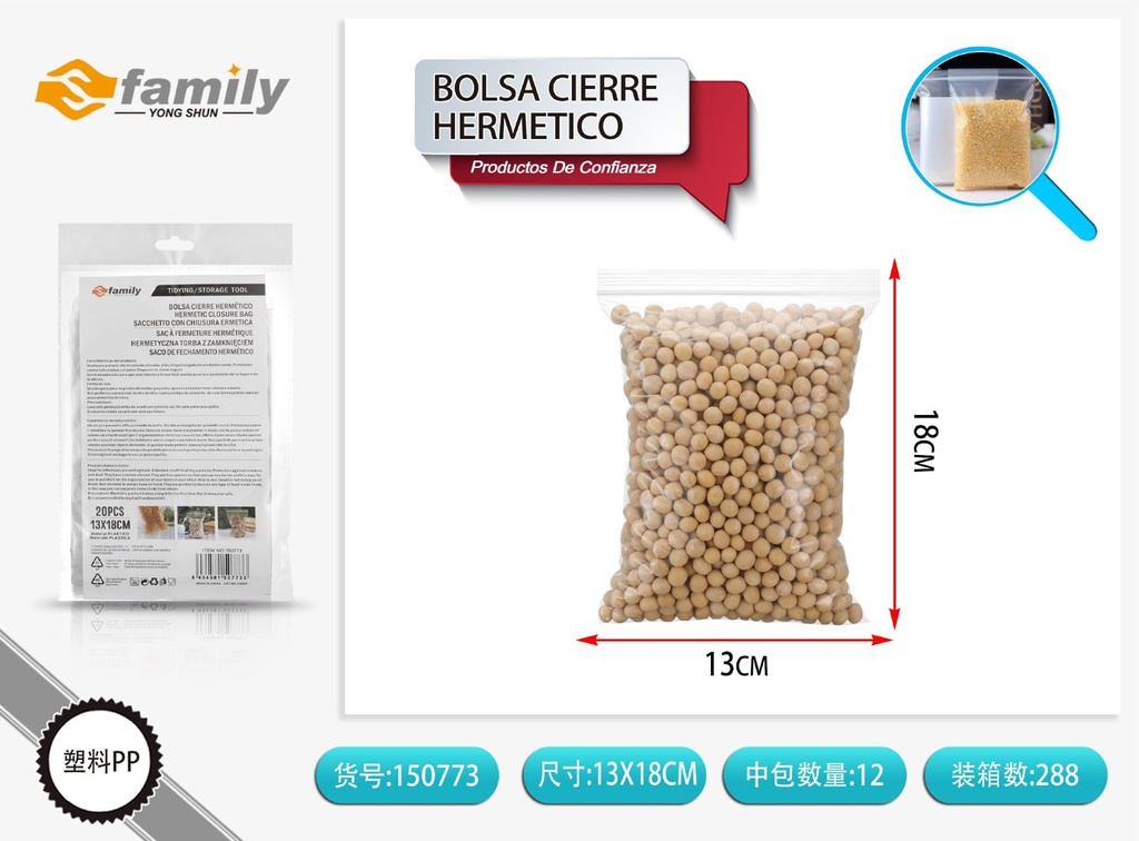 Bolsa de cierre hermético 130*180mm 20pcs - Artículos de cocina