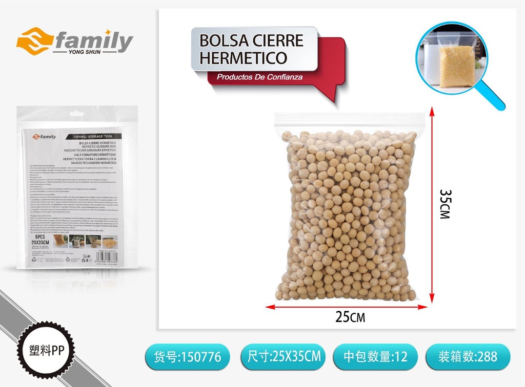Bolsas de cierre hermético 250*350 mm 6 piezas - Almacenamiento de alimentos