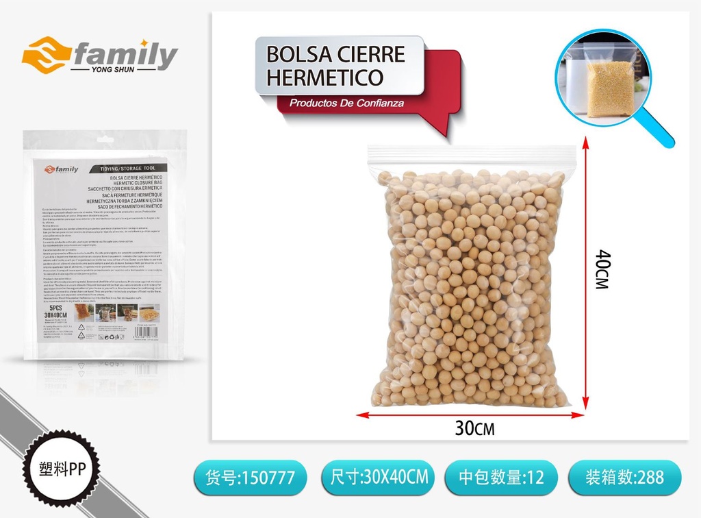 Bolsa de cierre hermético 300 x 400 mm (5 pcs) - Utensilios de cocina