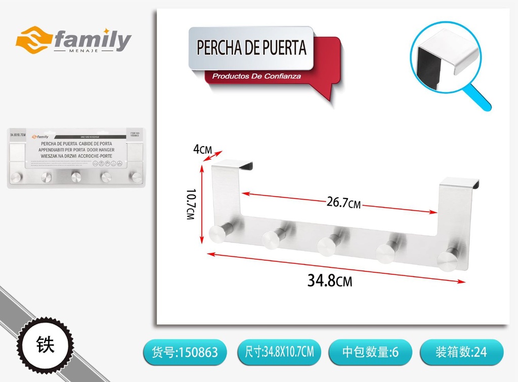 Percha de puerta para colgar ropa