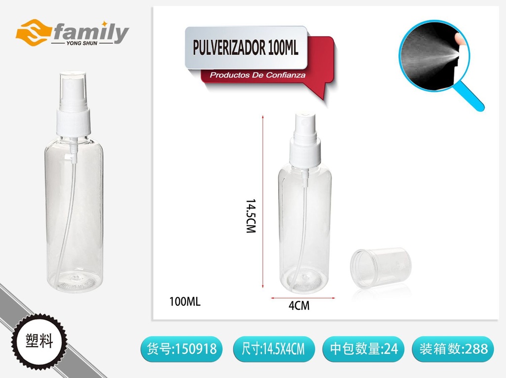 Pulverizador 100ml transparente para líquidos