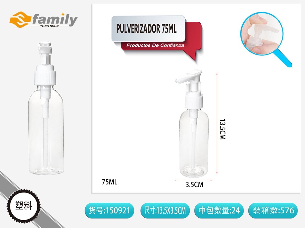 Pulverizador 75ml transparente para líquidos