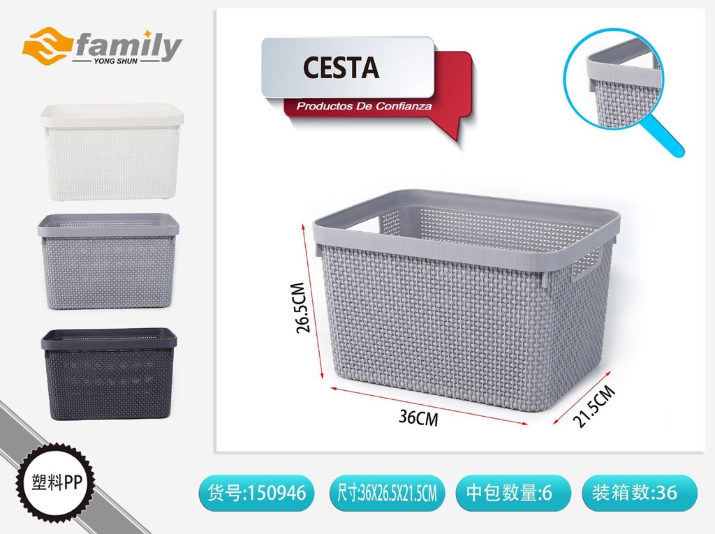 Cesta 36x26.5x21.5cm - Almacenamiento en cocina