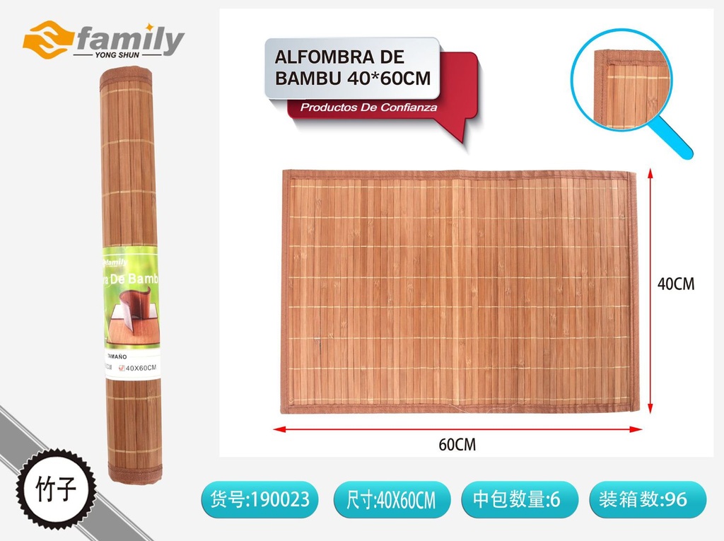 Alfombra de bambú antideslizante 40x60cm para baño y cocina