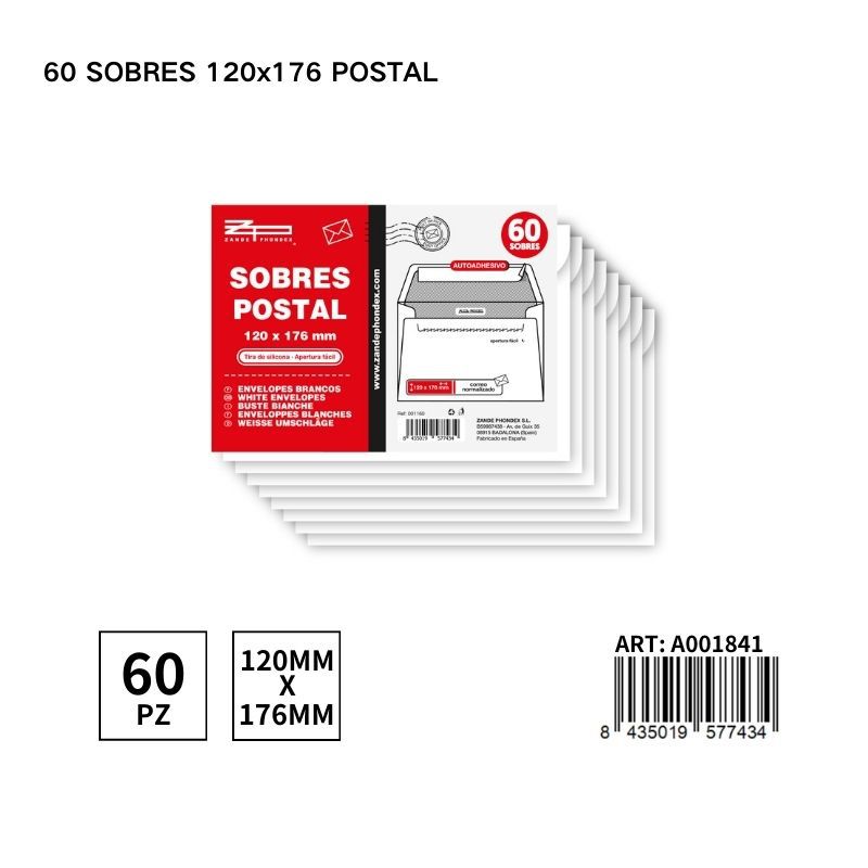 Sobres postales 120x176 pack 60 - Material de oficina
