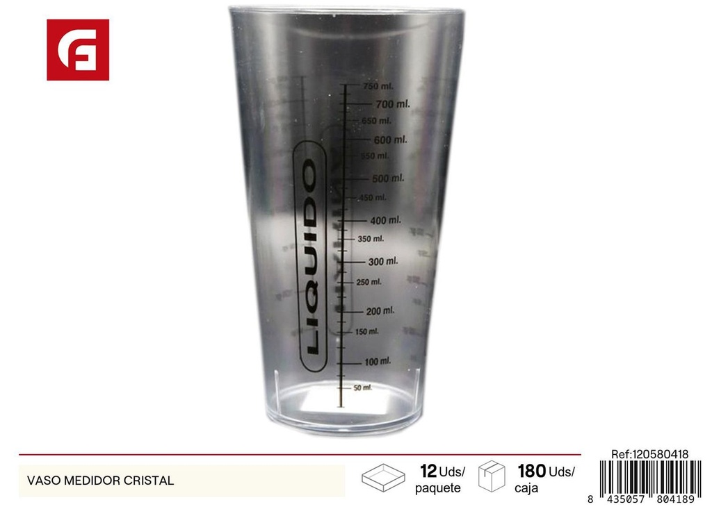 Vaso medidor de cristal para cocina