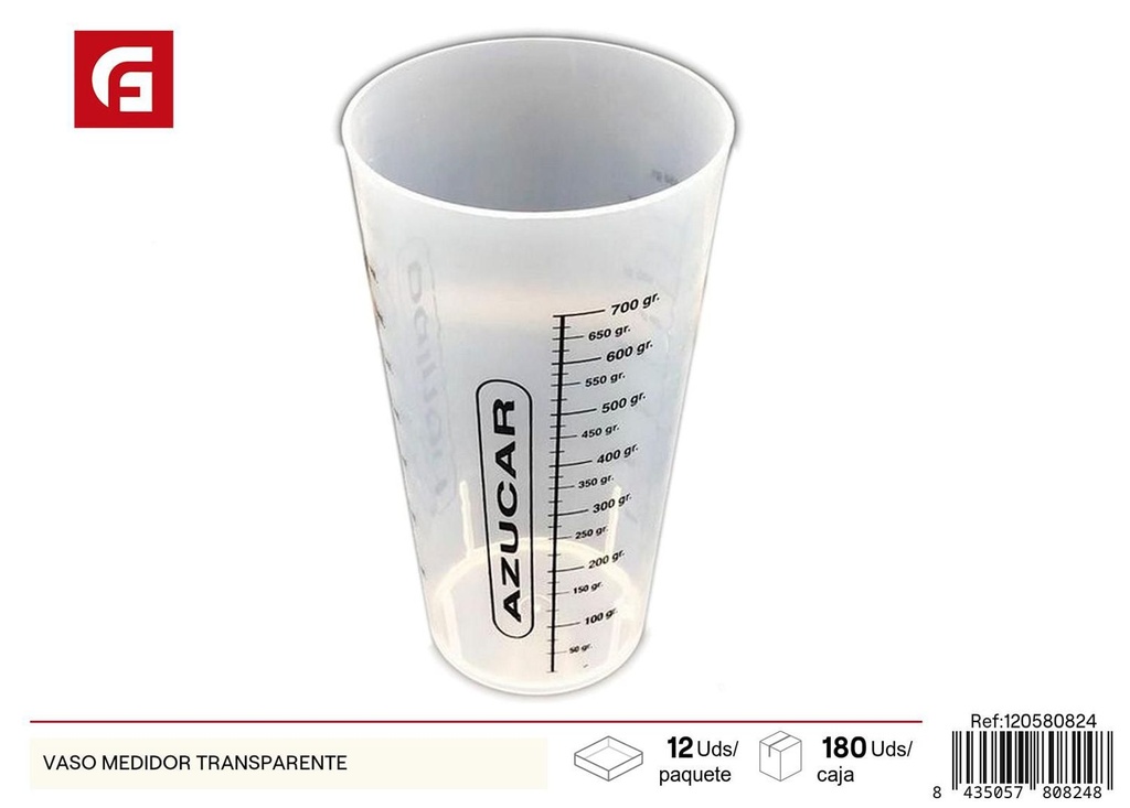 Vaso medidor transparente para cocina