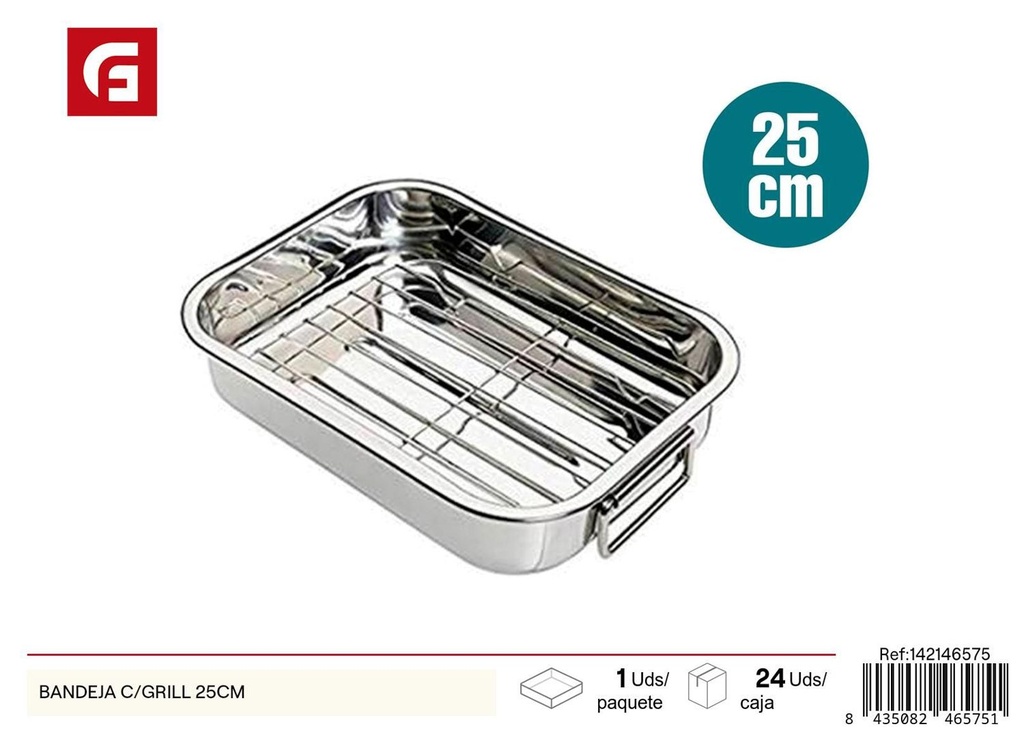 Bandeja de acero inoxidable con grill 25cm para cocina