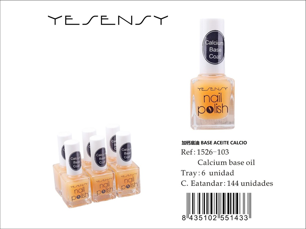 Esmalte de uñas 6/u base oil con calcio para tratamiento