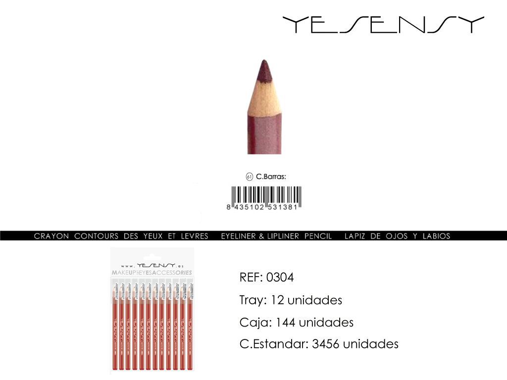 Lápiz de ojos/labios color granate 12pcs para maquillaje