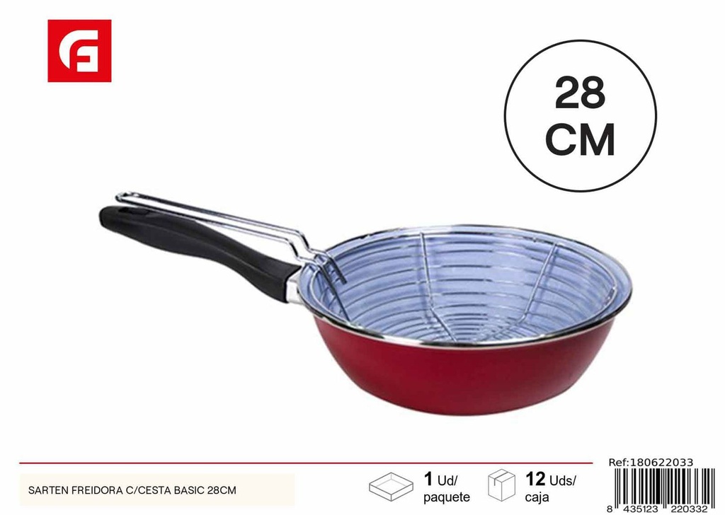 Sartén freidora con cesta 28cm para cocina