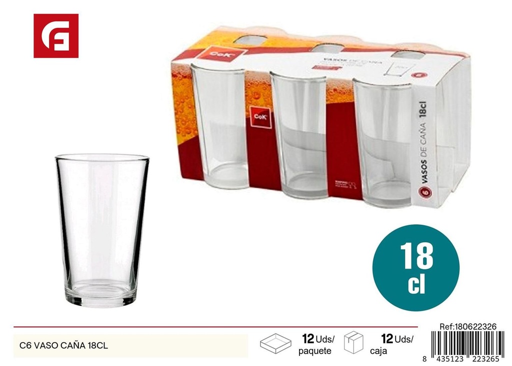 Vaso de vidrio C6 caña 18cl