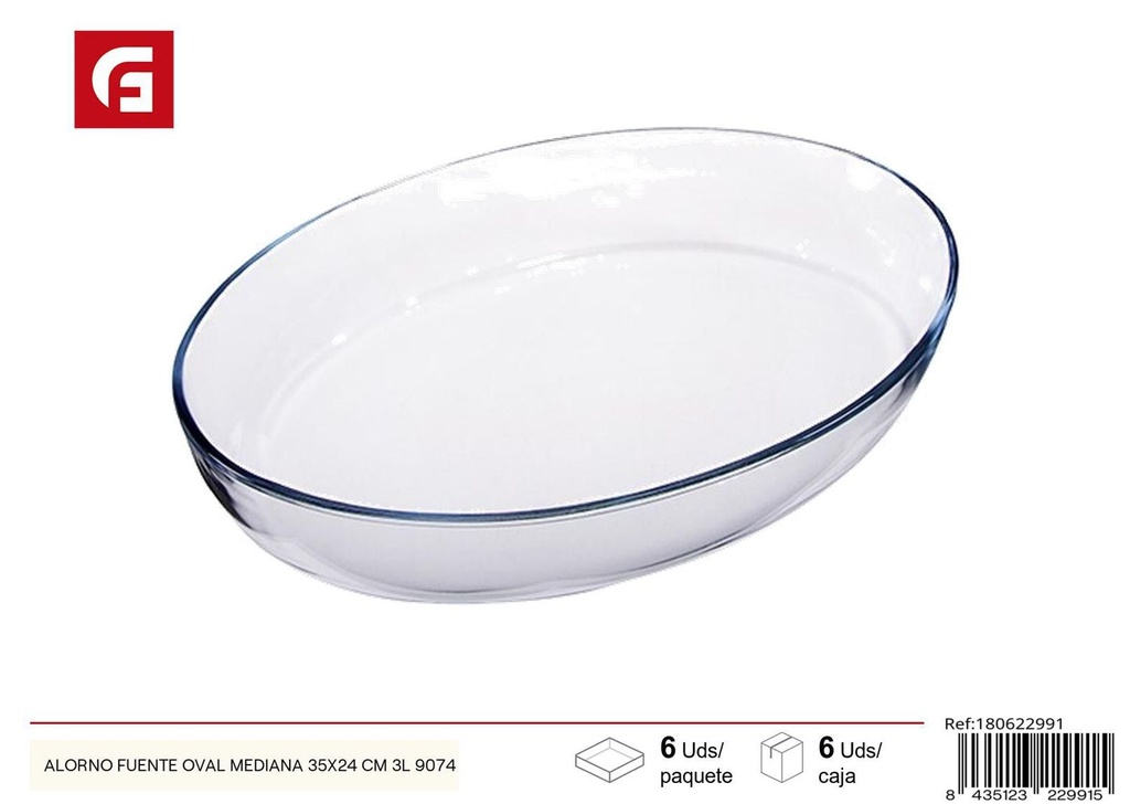 Fuente oval mediana de cerámica para horno 35x24cm 3L para cocina