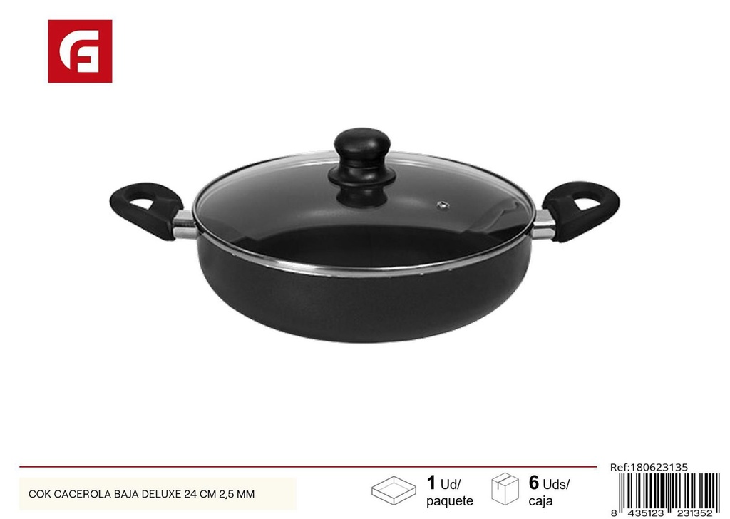 Cacerola baja deluxe 24cm 2.5mm para cocina