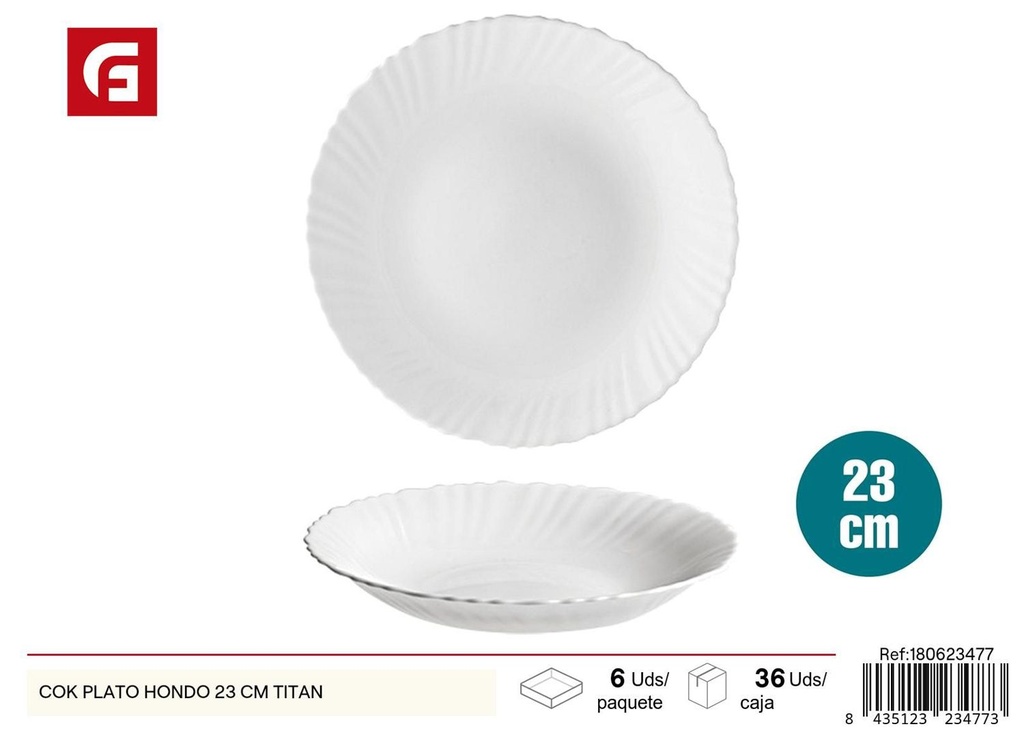 Plato hondo de cerámica 23cm Titan para cocina y comidas