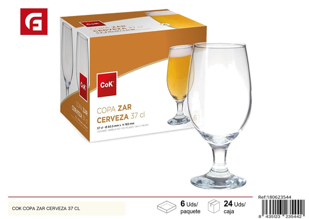 Copa de cerveza de vidrio Zar 37cl para bebidas