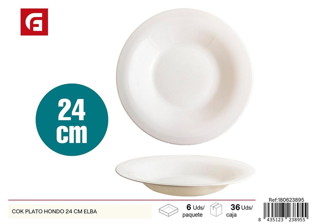 Plato hondo de cerámica 24cm Elba para comida y decoración