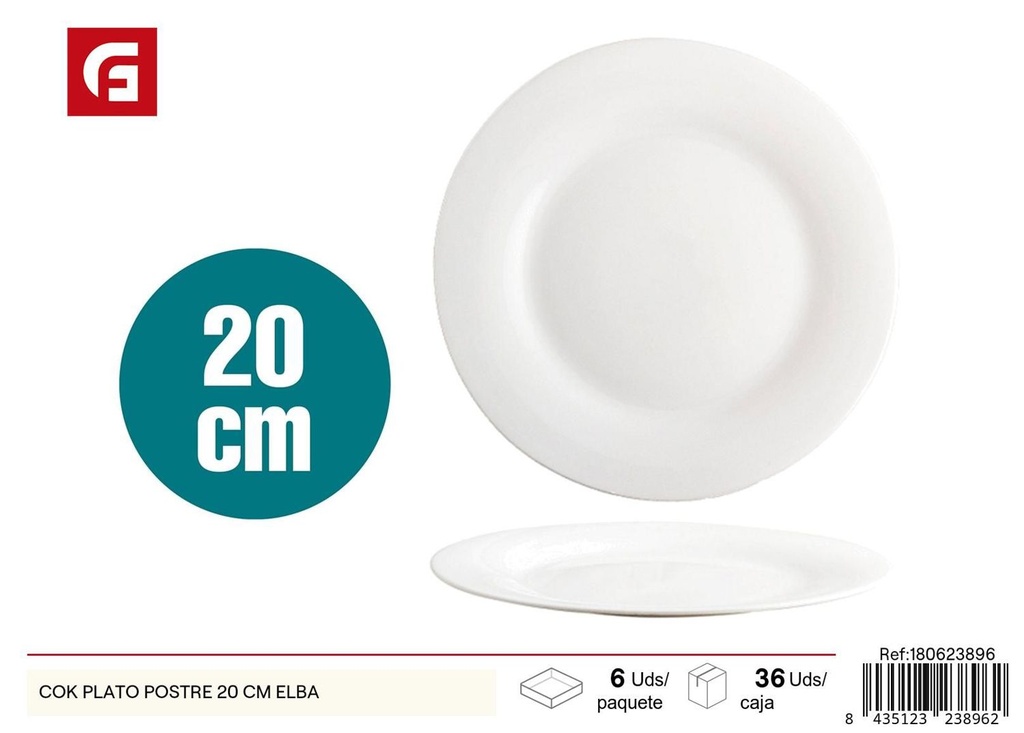 Plato postre cerámica 20cm Elba para mesas