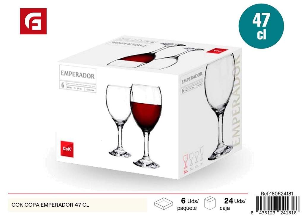 Copa de vidrio Emperador 47cl para bebidas y vinos