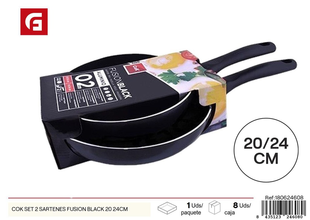 Set 2 sartenes Fusion Black 20+24cm para cocinar