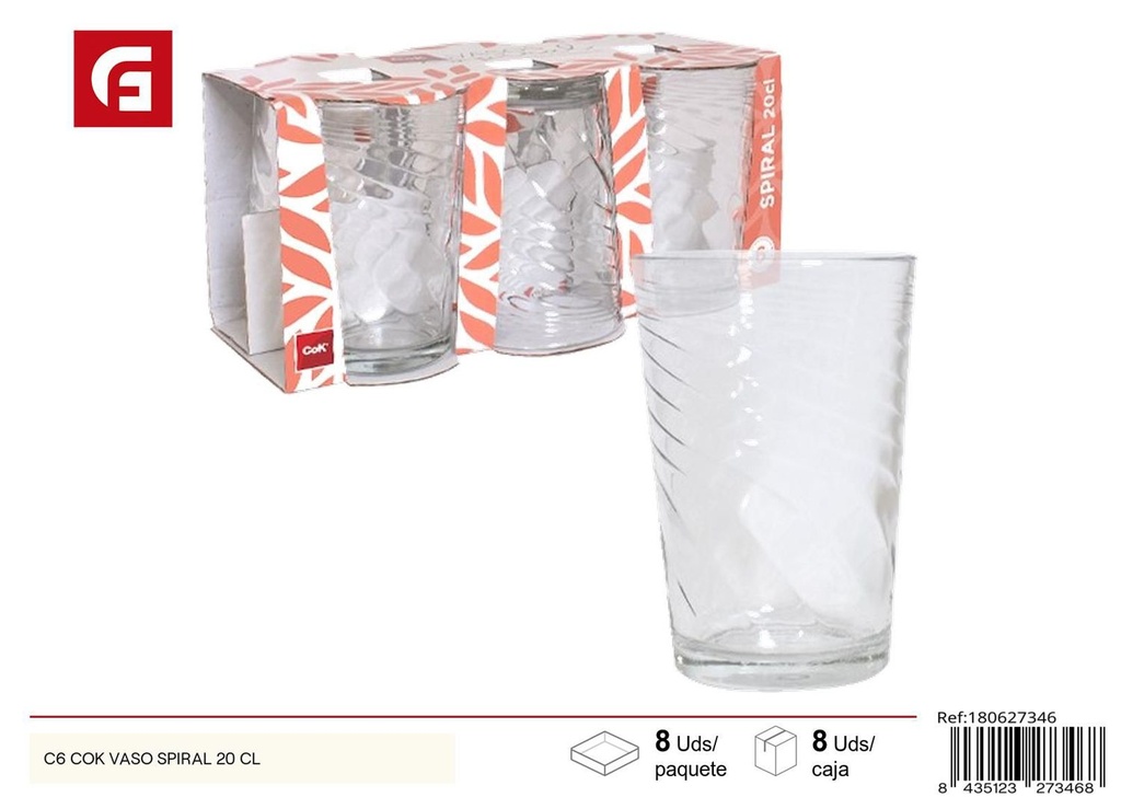 Vaso de vidrio Spiral 20cl para bebidas