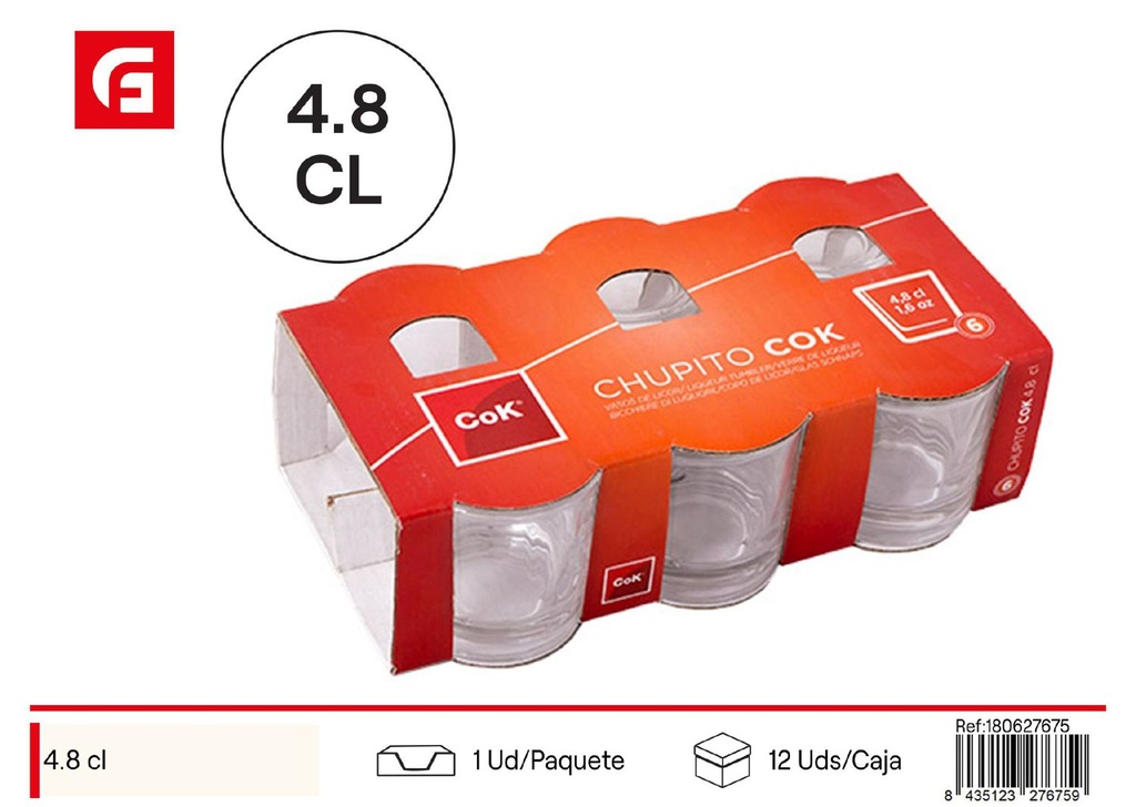 Vaso licor chupito 4.8cl para bebidas