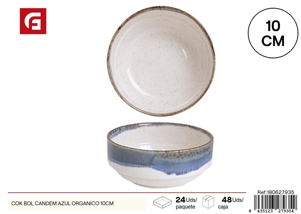 Bol de cerámica azul orgánico 10cm para cocina y mesa