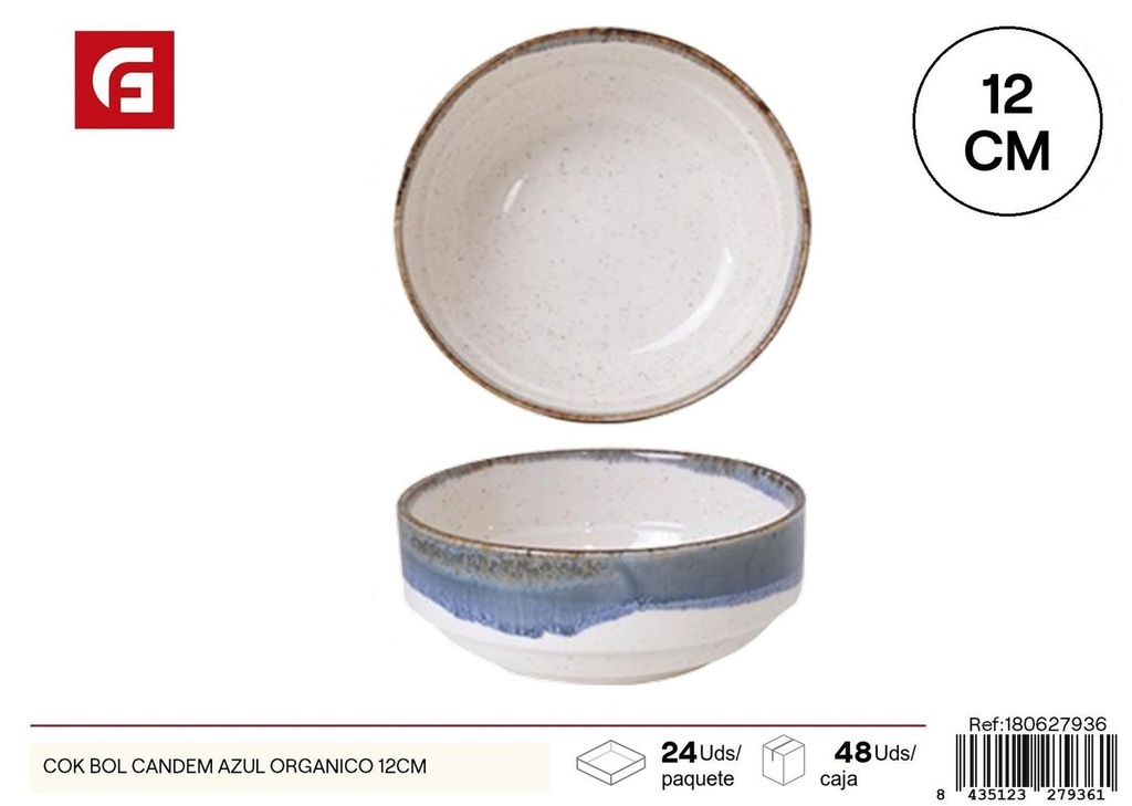 Bol de cerámica azul orgánico 12cm para cocina y decoración