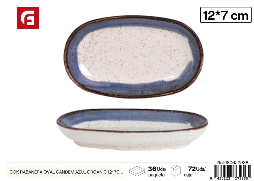 Plato de cerámica oval Camdem azul 12x7cm