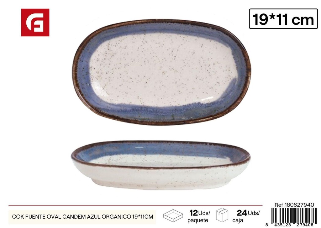 Fuente ovalada de cerámica azul Camdem 19x11cm para servir