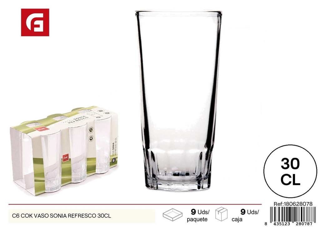 Vaso de vidrio Sonia refresco 30cl para bebidas