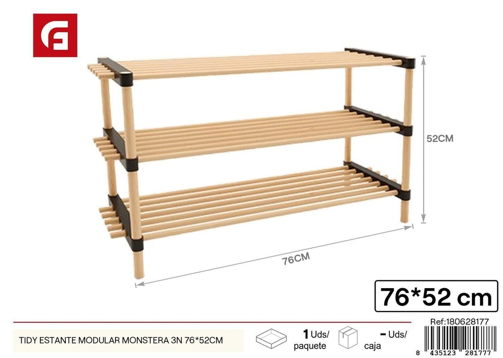 Estante modular Monstera 3 niveles 76x52cm para organización