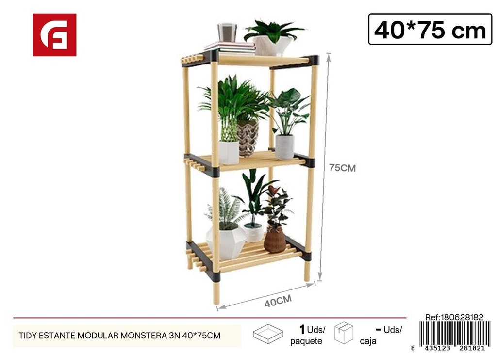 Estante modular Tidy Monstera 3 niveles 40x75cm