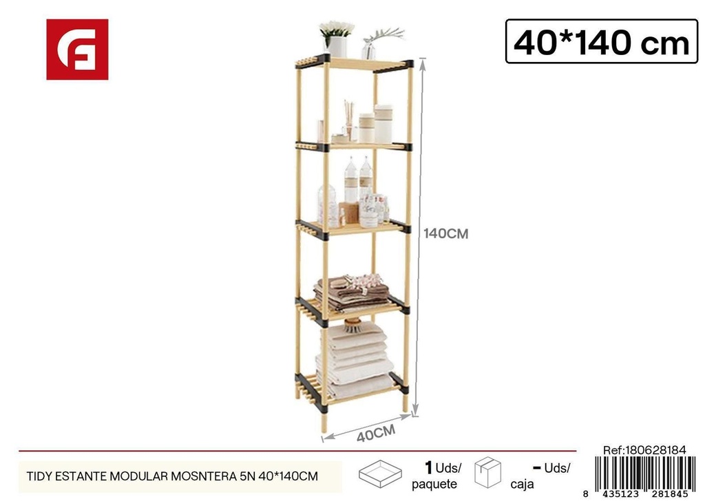 Estante modular Monstera 5 niveles 40x140cm